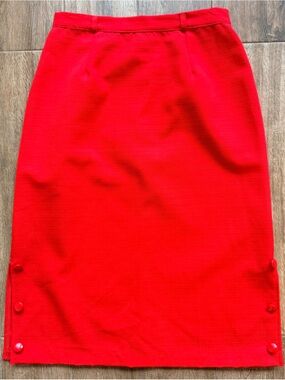 La Sportiva Bright Red Pencil Skirt with Side Button Detail
